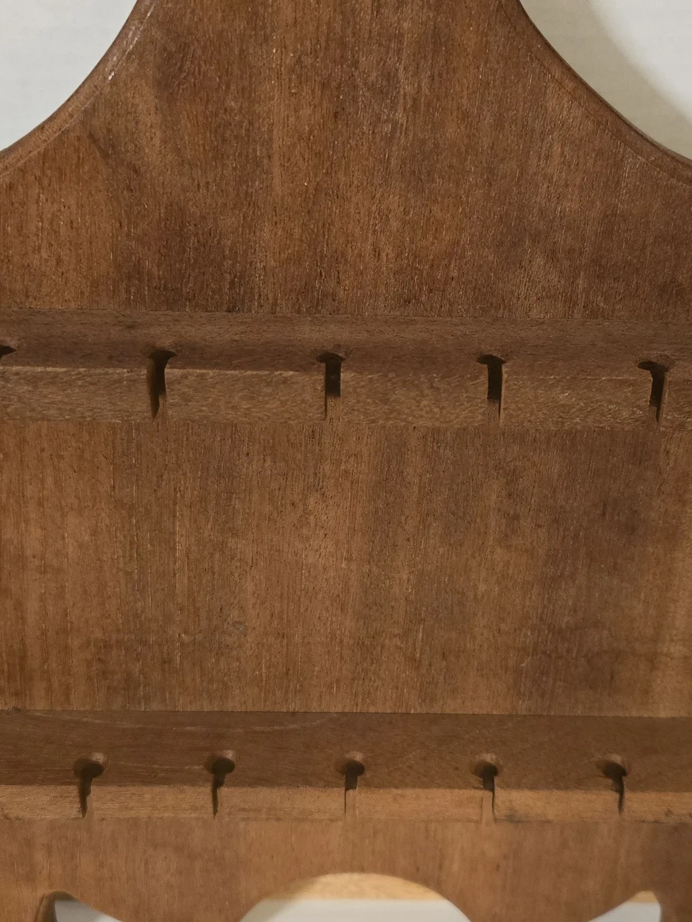 Vintage Wood Souvenir Spoon Display Rack Wall Hanging 12 Slot Farmhouse Decor